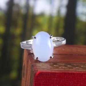 Natural Aqua Chalcedony Ring, Delicate Stacking Ring, Handmade Ring for Women, Simple Promise Ring, 925 Sterling Silver,Anniversary Gift Her