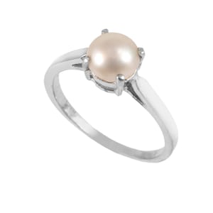 Natural Pearl Ring, Simple Stacking Ring, Dainty Ring for Women, Tiny Promise Ring, Delicate Vintage Ring, Gift for Her, 925 Sterling Silver