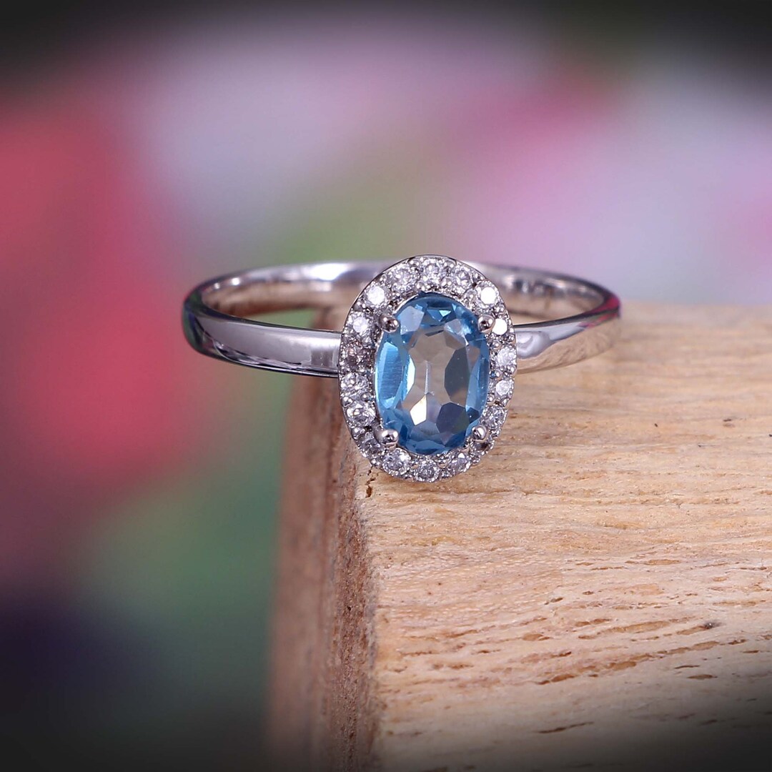 Blue Topaz Ring,minimalist Stacking Ring,engagement Ring,dainty Ring ...