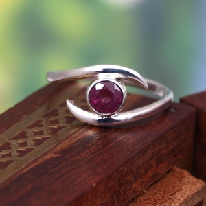 Natural Ruby Ring,Dainty Stacking Ring,Minimalist Knuckle Ring,Simple Thin Ring Women,Handmade Midi Ring,925 Sterling Silver,July Birthstone