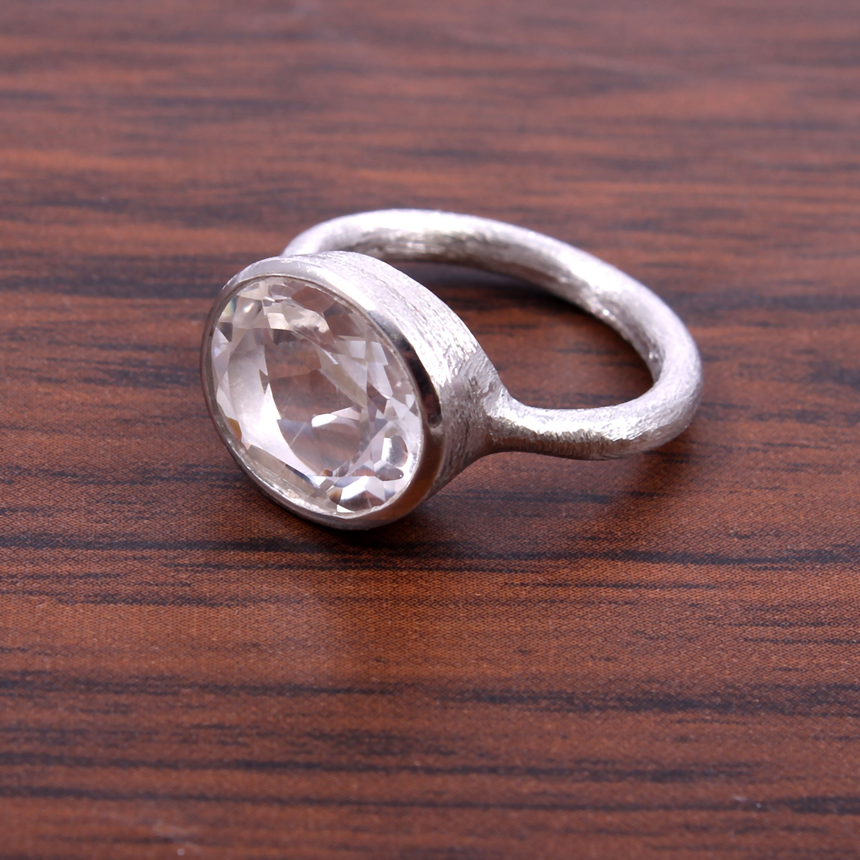 Solid Crystal Rings Natural Rock Crystal Quartz Ring, Statement Ring, Boho Ring, Brush ...