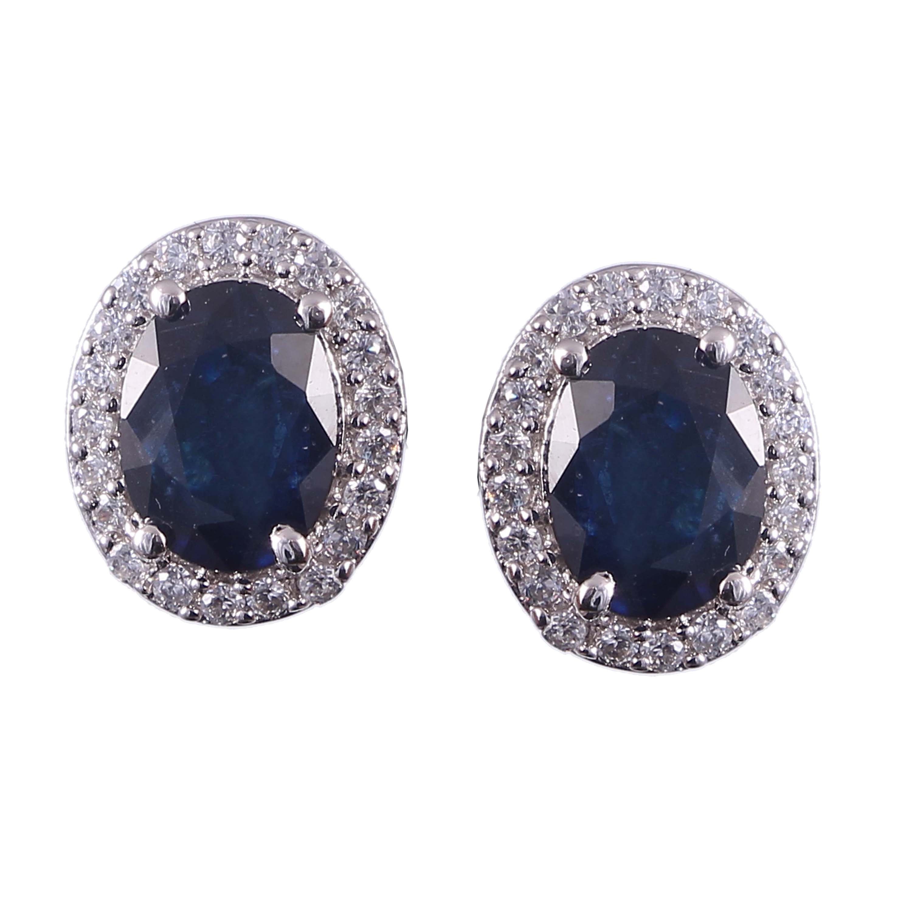 Pendientes de zafiro azul natural Stud en plata de ley aretes Etsy