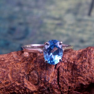 Blue Topaz Ring, Dainty Minimalist Ring, Delicate Stacking Ring, 925 ...