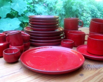 Kaffeeservice Melitta Ceracron Kopenhagen rot / bordeauxrot für 6