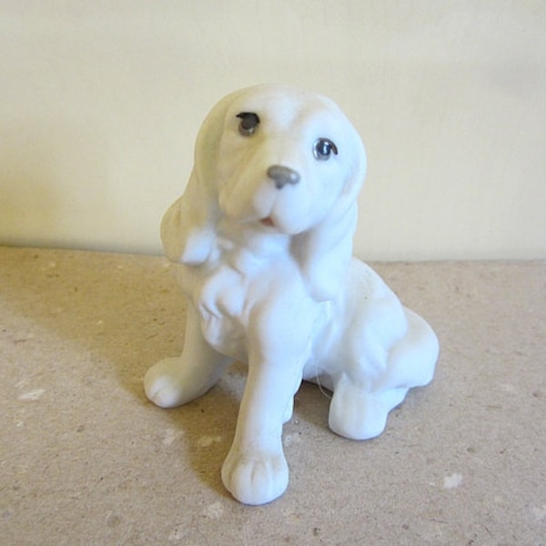 Vintage Tierfigur Porzellanhund weiß Hundefigur Keramikfigur Schlappohren