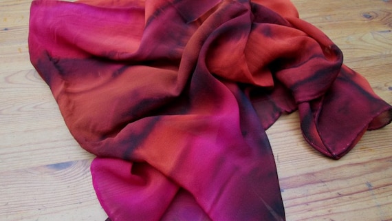 Silk scarf chiffon handmade unique 84 x 87 cm han… - image 1