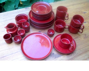 Kaffeeservice Melitta Ceracron Kopenhagen rot / bordeauxrot für 6