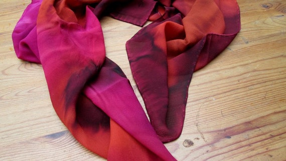 Silk scarf chiffon handmade unique 84 x 87 cm han… - image 3