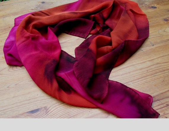 Silk scarf chiffon handmade unique 84 x 87 cm han… - image 2