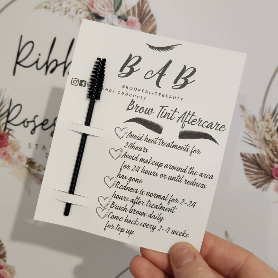 Brow Tint Aftercare Cards Eyebrow Tint Salon Aftercare Cards Brow Tint