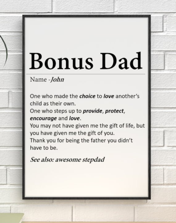 Personalised Bonus Dad Print Bonus Dad Definition Etsy