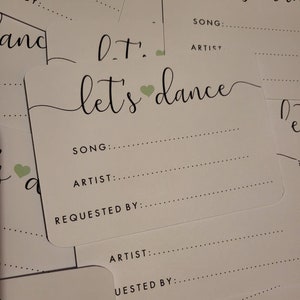 Let's Dance Wedding Song Request Card, Music Request Card, DJ Song Request Card, Colour match to your colour scheme