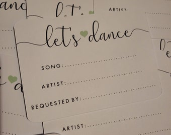 Let's Dance Wedding Song Request Card, Music Request Card, DJ Song Request Card, Colour match to your colour scheme