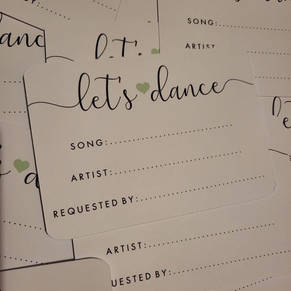 Let's Dance Wedding Song Request Card, Music Request Card, DJ Song Request Card, Colour match to your colour scheme