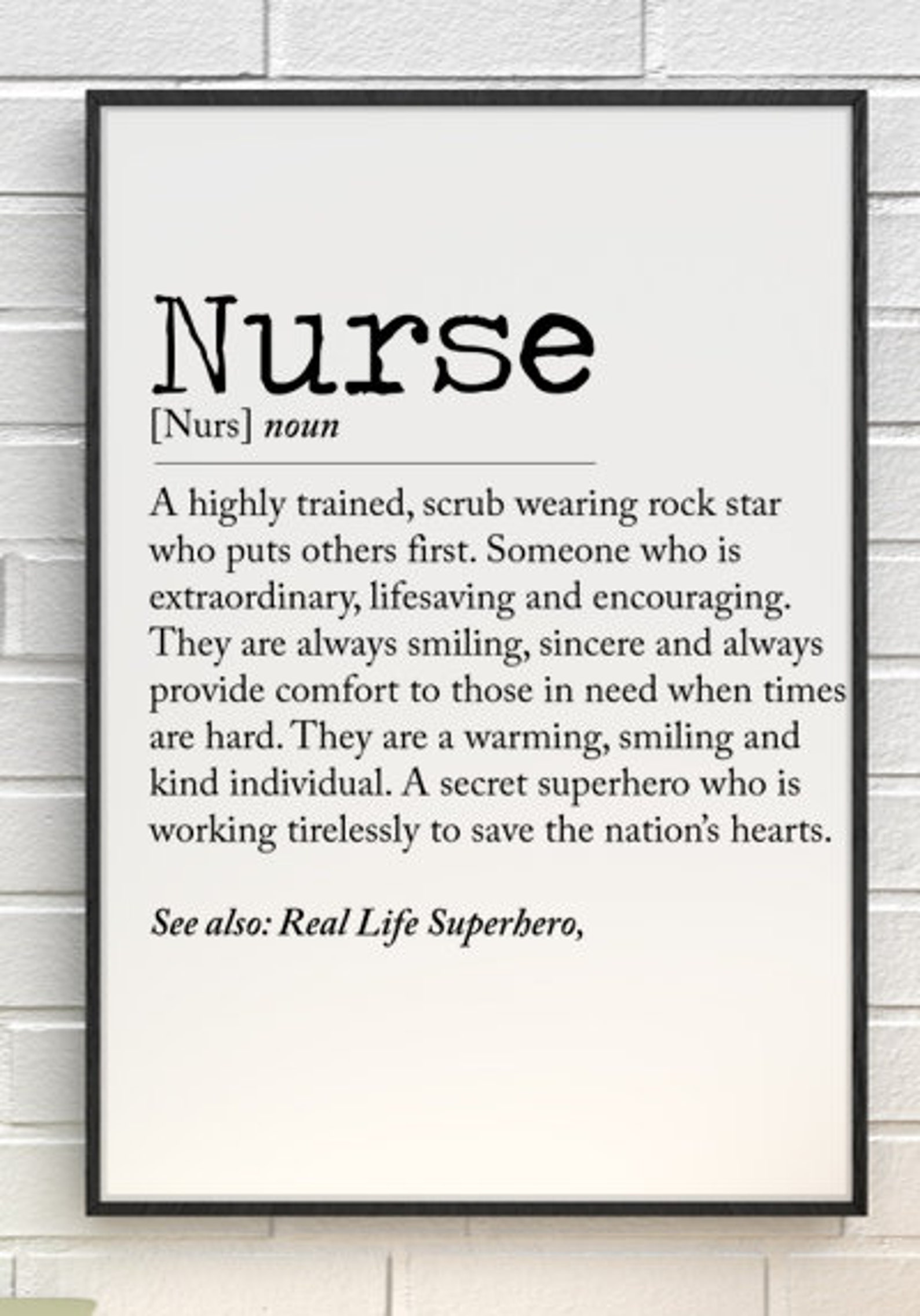 Nurse Print Nurse Meaning Nurse Definition Home Decor Wall Etsy