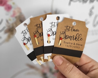 Let love sparkle! Personalised TAGS | Sparkler Favour Tags | Match Strip Favour Tags | Wedding Favour | Personalised Wedding Favour