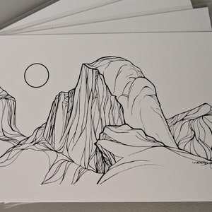 Half Dome, Yosemite. Impression originale d’illustration