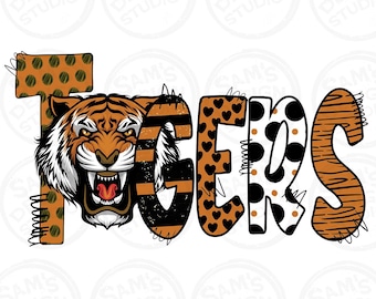 Orange and Black Tigers png , Tigers Sublimation Designs Downloads