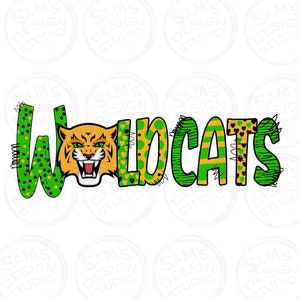 Green and Gold Wildcats png , Sublimation Designs , Printable
