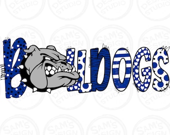 Letras de Bulldogs Azuis PNG: Designs de Sublimação (Download Digital)