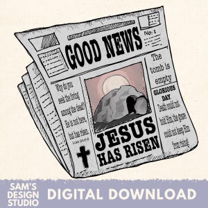 Pasen, png, christelijke sublimatieontwerpen, goed nieuws, Jezus is opgestaan, afbeeldingen voor- en achterkant
