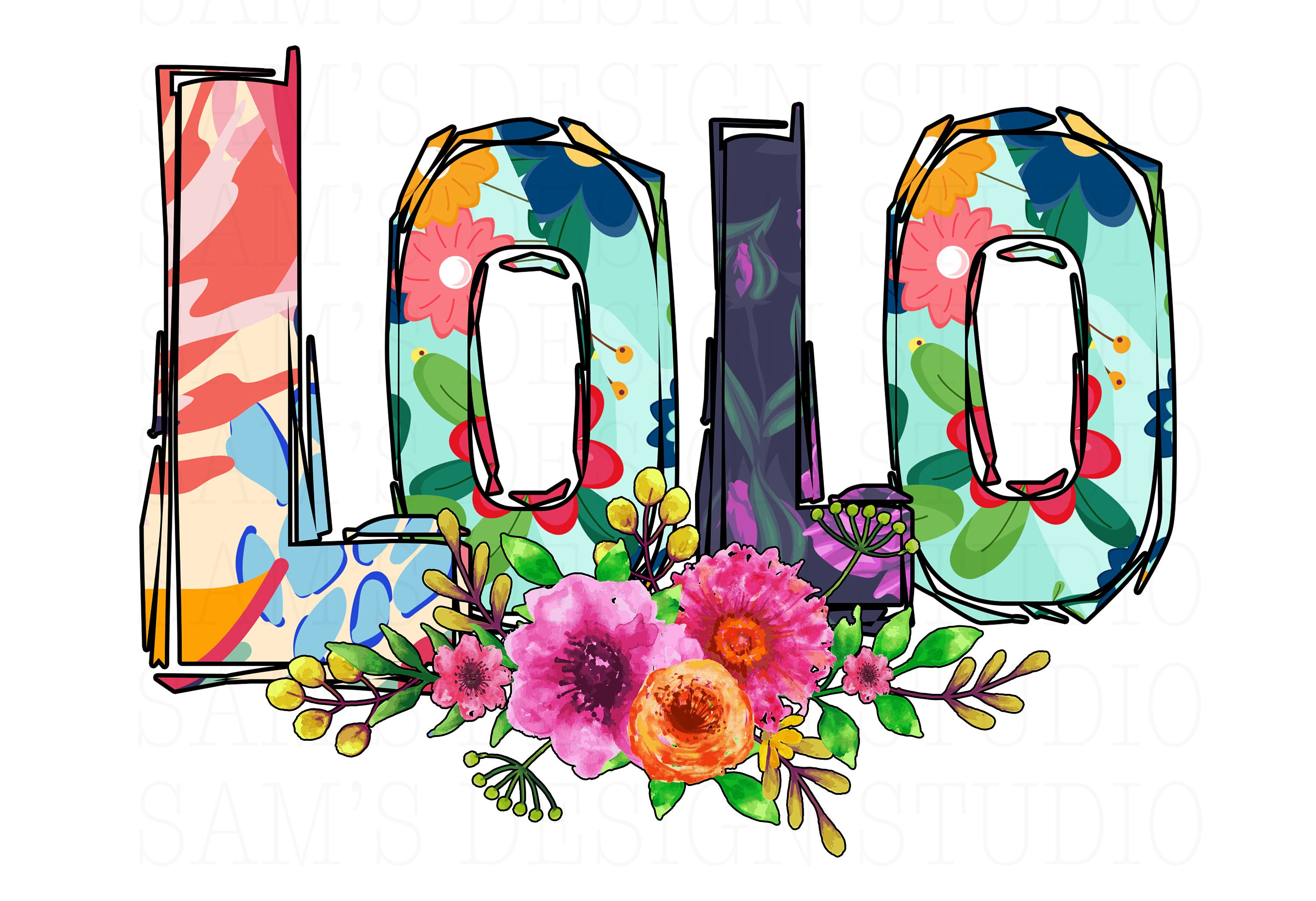 Lolo PNG Lolo with Flowers Sublimation Designs Downloads | Etsy