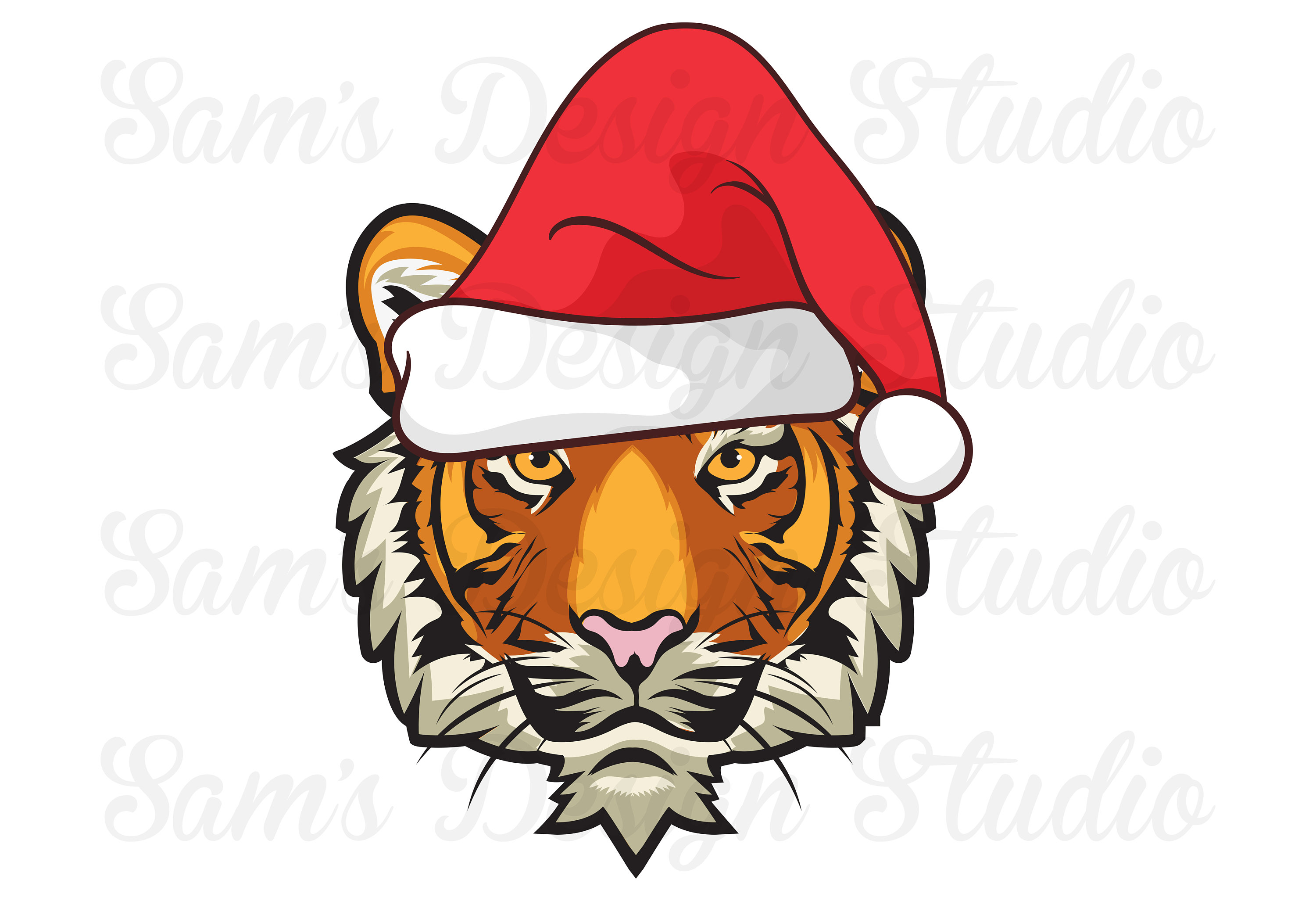 Tigers PNG With Santa Hat Tiger Sublimation Designs Etsy