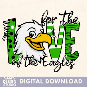 Green and White Eagles png , Back to School Sublimation Designs Downloads , Eagles Doodle Letters