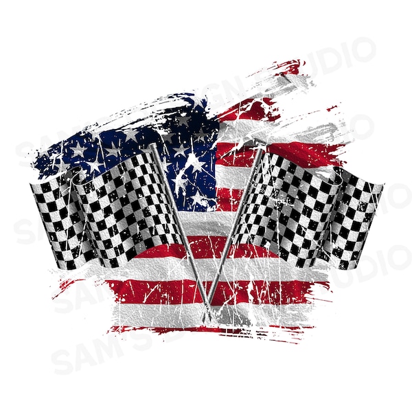 Racing American Flag PNG , USA Checkered Flag Sublimation Designs Downloads , 4th of July Racing Sublimation PNG