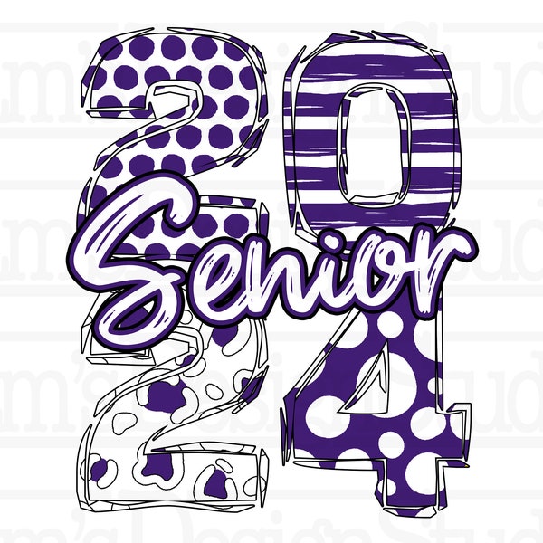 Purple and White Senior 2024 png / Back to School 2024 png / Graduation Sublimation Designs Downloads