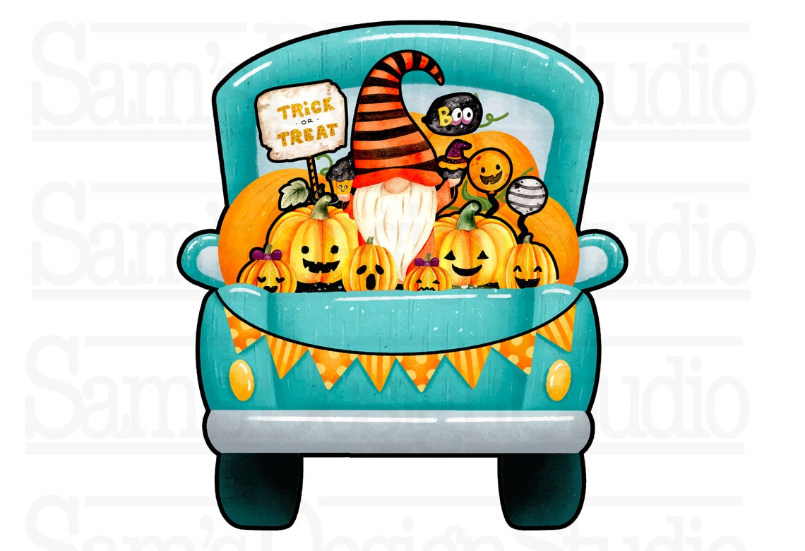 Halloween Gnome Truck PNG Halloween Sublimation Designs - Etsy