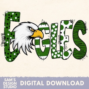 Aigles vert foncé et blancs PNG , Sublimation Designs Downloads