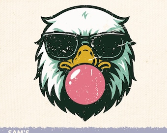 Green and White Eagles PNG: Bubble Gum Sunglasses Design (Digital Download)