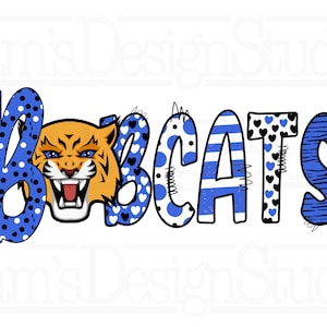 Blue and White Bobcats PNG , Blue Bobcats Sublimation Designs Downloads , Bobcats PNG