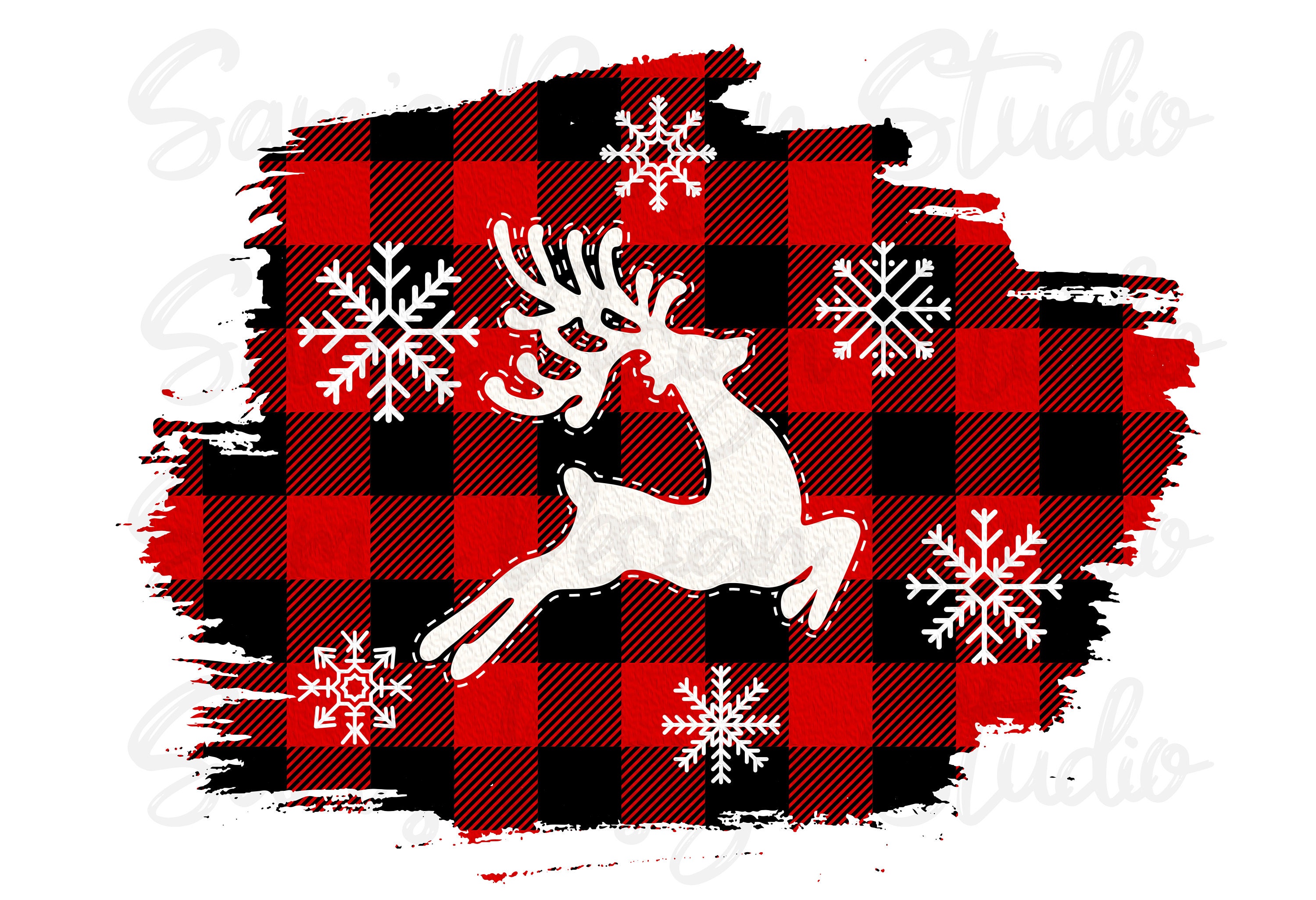Christmas Buffalo Plaid Deer Holiday Red & Black Washi Tape Set