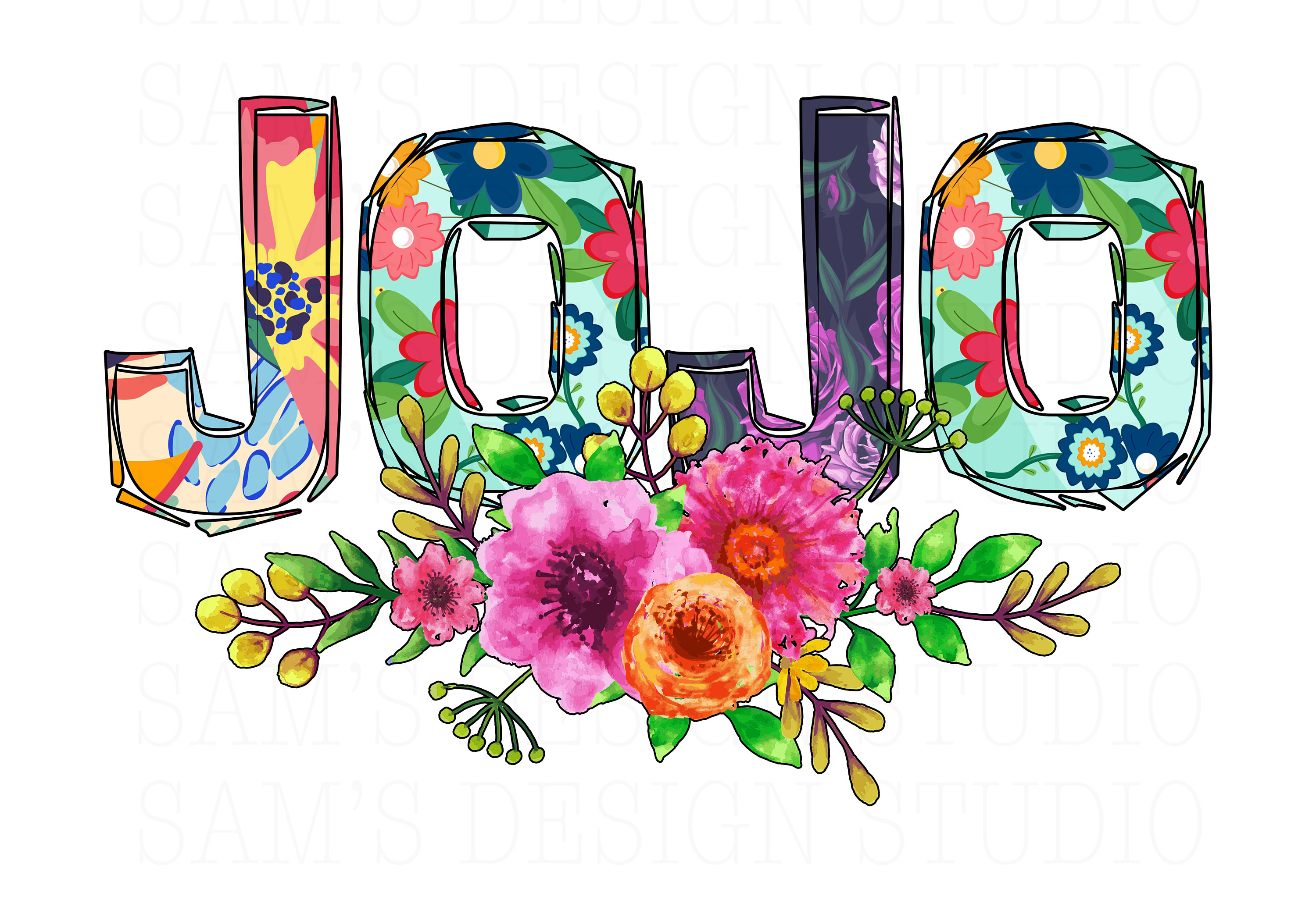 JoJo with Flowers PNG JoJo Sublimation Designs Downloads Etsy