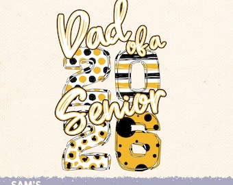 Dad of Senior 2026 PNG: Black and Gold Graduation Design (Digital Download