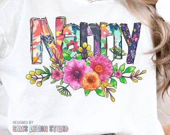 Floral Nanny PNG - Mother's Day Sublimation Design (Digital Download)