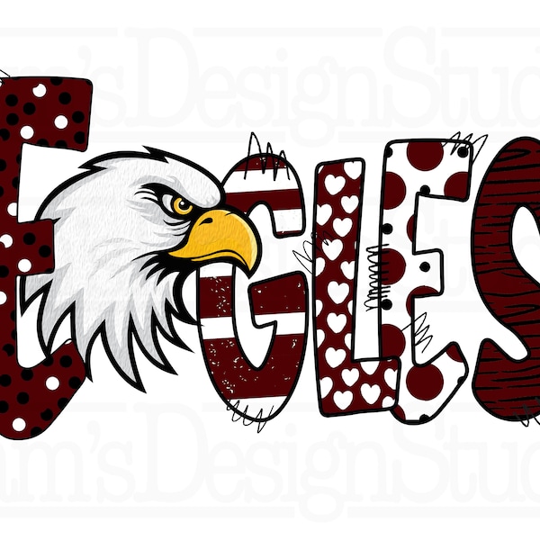 Eagles Maroon PNG , Maroon Eagles Sublimation Designs Downloads , Eagles Doodle Sublimation PNG