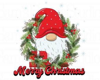 Merry Christmas Gnome PNG , Christmas Gnome with Present Sublimation Designs Downloads, Best Christmas Sublimation Designs