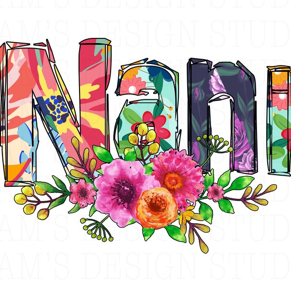 Nani PNG , Nani with Flowers Sublimation Designs Downloads , Nani Sublimation PNG