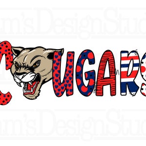Cougars Doodle PNG: Sublimation Design, Clip Art (Digital Download)