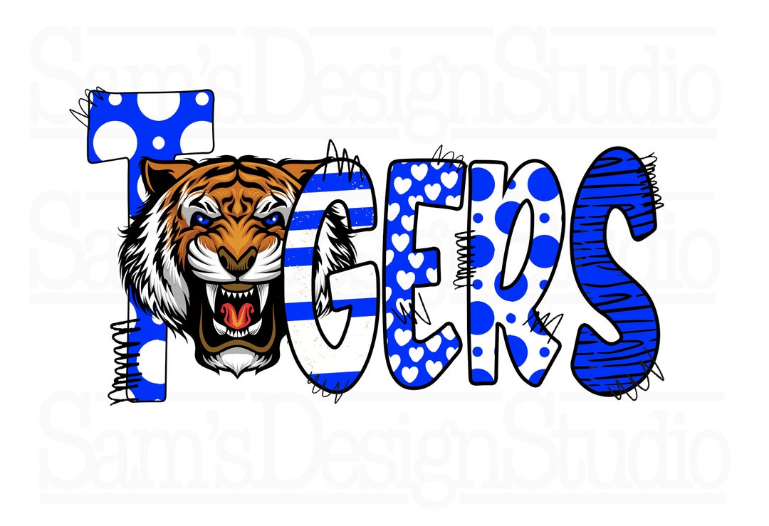 Tigers Blue and White PNG Tigers Sublimation Designs - Etsy