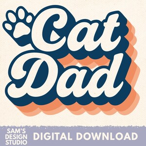 Katzen Papa PNG, Retro Haustier Liebhaber Shirt Design, lustige Katzen Papa Sublimationsdatei, 3D Text Grafik für Katzenbesitzer Geschenk, digitaler Download