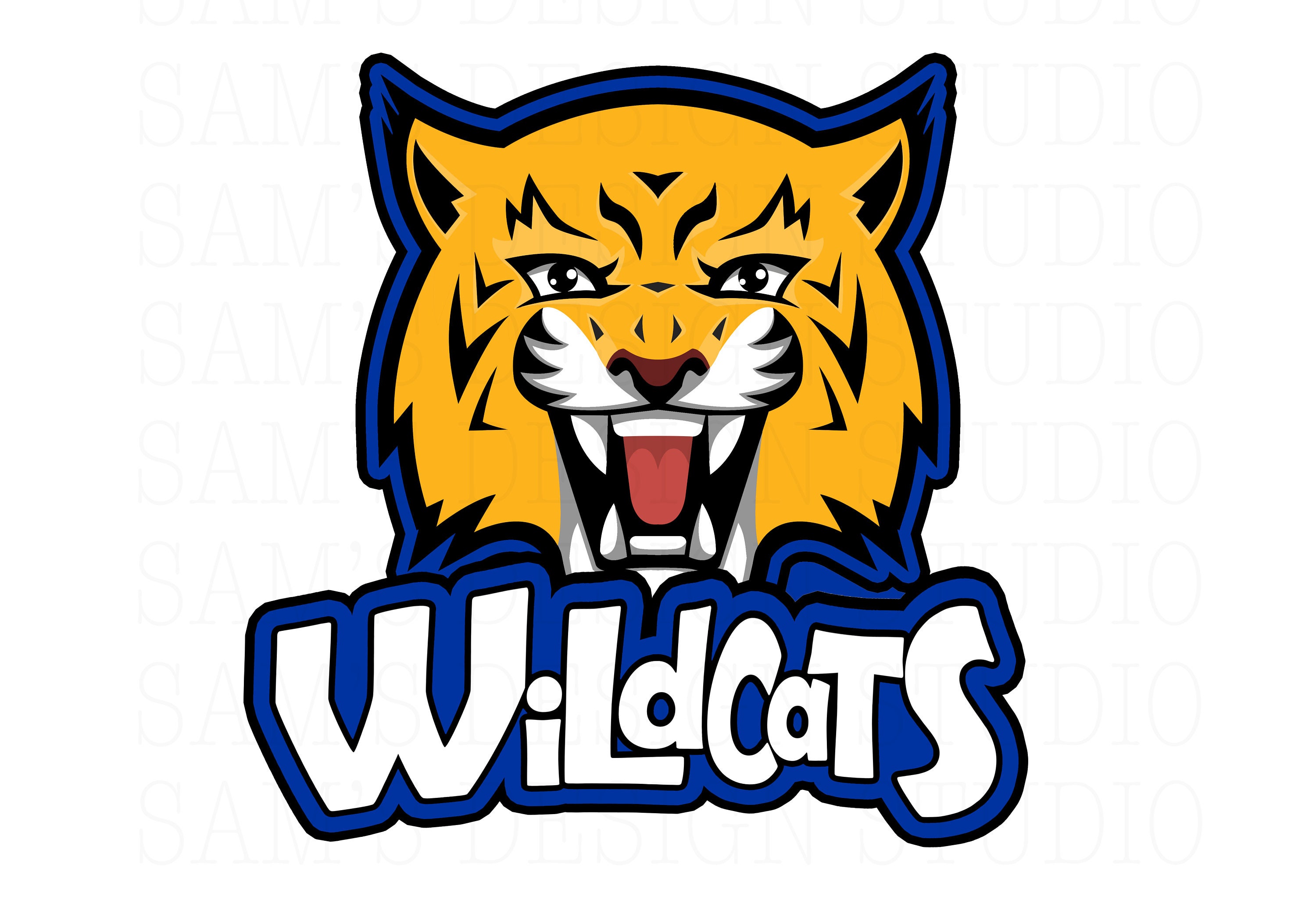 Wildcats Logo PNG Wildcats Blue and White Sublimation - Etsy