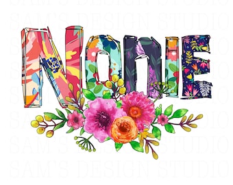 Floral Nonie PNG: Sublimation Design (Digital Download)