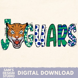 Grüne und blaue Jaguare PNG, Jaguare Doodle Sublimationsdesigns Downloads, Jaguare Sublimation PNG
