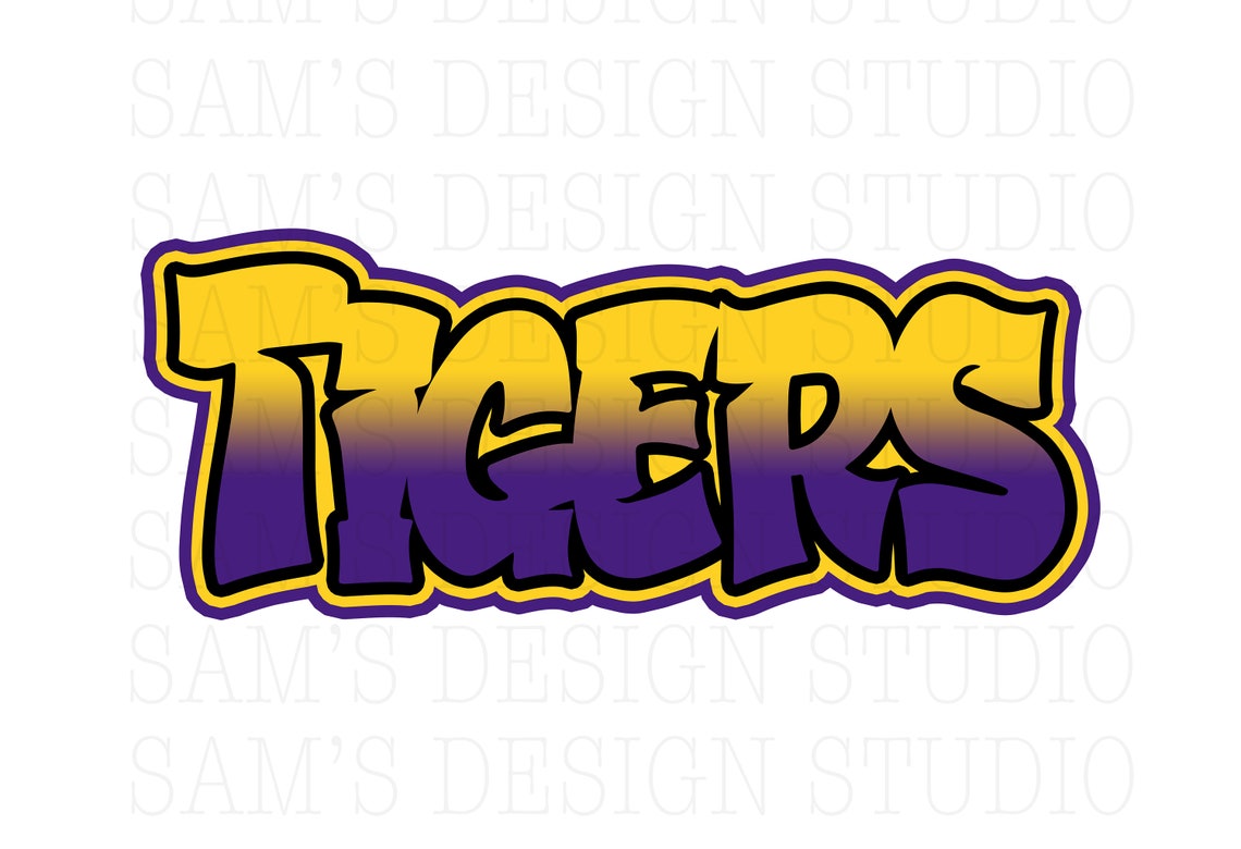 Tigers PNG Purple and Gold Tigers Sublimation Designs | Etsy