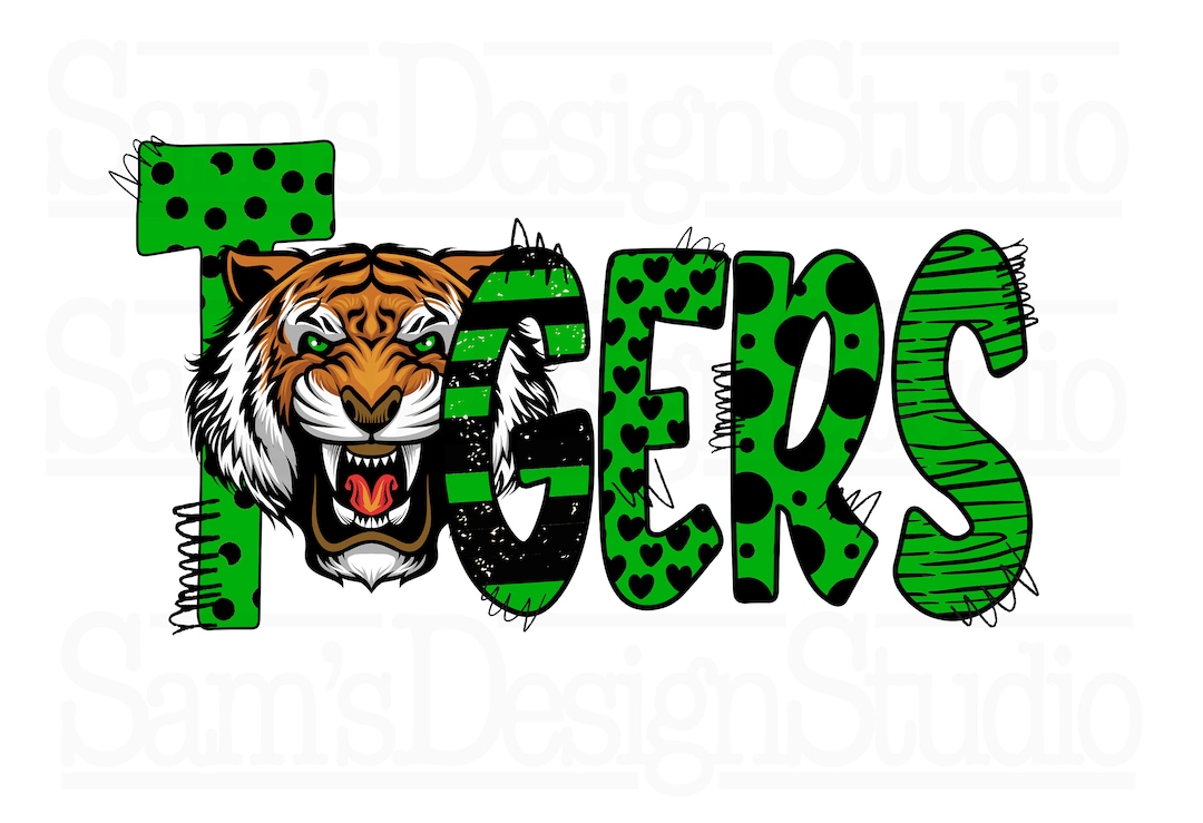 Green and Black Tigers Png , Tigers Sublimation Designs Downloads - Etsy