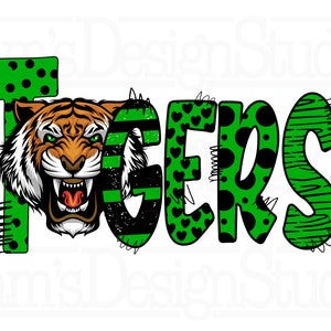Green and Black Tigers png , Tigers Sublimation Designs Downloads
